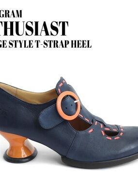 JOHN FLUEVOG ENNEAGRAM ENTHUSIAST VINTAGE STYLE T-STRAP HEEL Sz 9.5